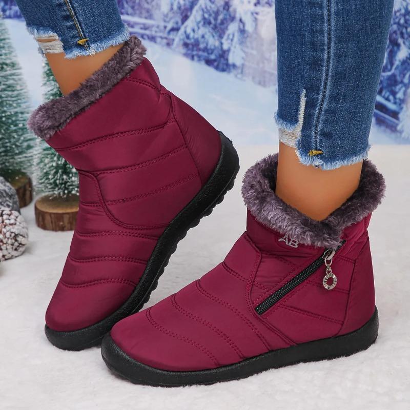 Women Snow Boots Comfortable Waterproof Women Shoes Retro Luxury Zipper Shoes Woman Winter Soft Thickened Fluff Boots Women