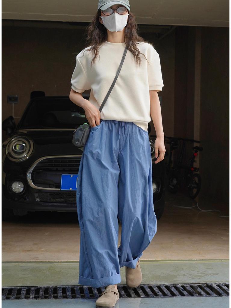 Louvre Summer Japanese-Style Wide-Leg Casual Pants - Lightweight, Breathable, Slimming Silhouette for Women