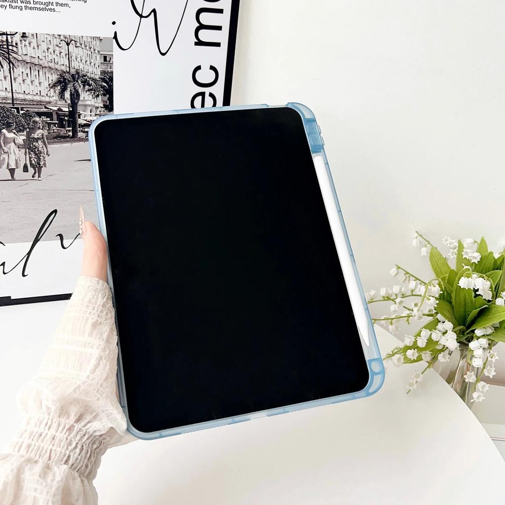 With Pencil Slot Tablet Case for IPad 2025 2024 6 7 8 9 10th 11th Generation Case Air 4 5 Pro 10.2 10.9 11 Inch Mini Clear Cover