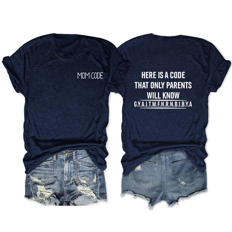 Fashion before and after here is a code letter print women's casual short sleeves