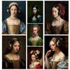 Neo Renaissance Funny Portrait Poster Girl Wearing Headphones Art  Retro Canvas Painting Prints Wall Bedroom Home Decoration