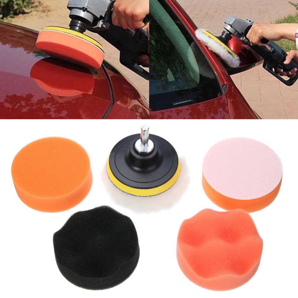 7 Stück 7,6 cm Wachsschwamm-Pufferpolierpads M10 Bohrer-Adapter-Set für Autopolierer