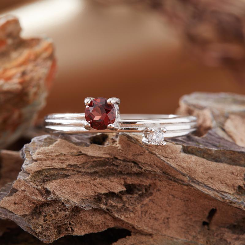 

Natural Sapphire Topaz Citrine Amethyst Color Treasure Ring Female Xiaohongshu S925 Sterling Silver Index Finger Ring