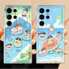 Roztomilý obal na telefon Shinchan s pastelkami pro Samsung Galaxy S25 Edge S24 S26 S22 FE Note 20 Ultra 10 S23 Ultra S20 Plus S21