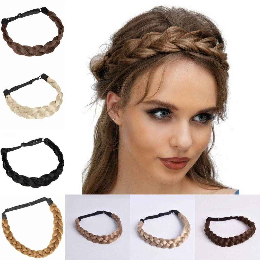 Premium Braided Elastic Band Hair Synthetic Retro Head Hoop Braiding Hair Headband Daily Wear