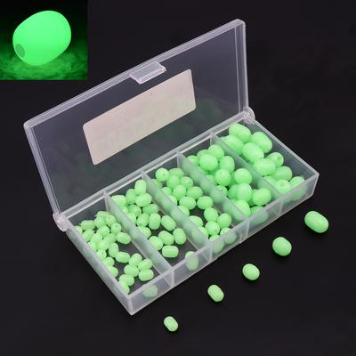100pcs Oval Soft Luminous Fishing Beads Sea Fishing Lure Floating Float Tackles with Box
