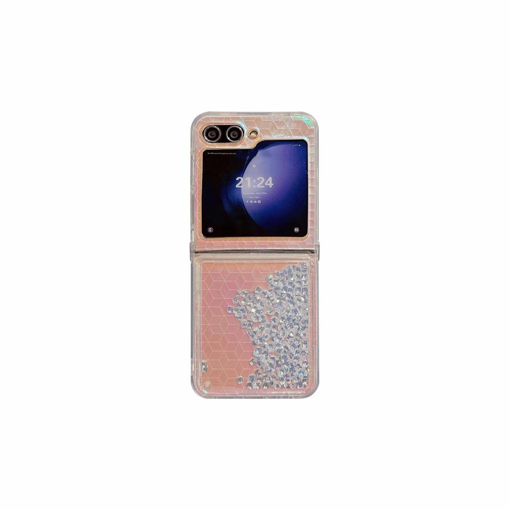 Flowing Sand Silver Case for Samsung Galaxy Z Flip 6: Girly Protective Cover for Gen 3/4/5 Foldable Screens