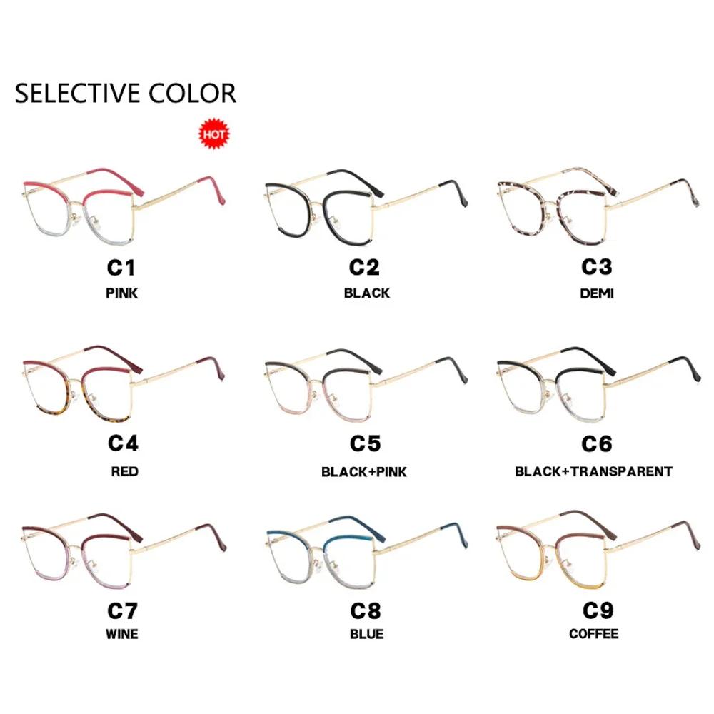  Retro Oversized Cat Eye Women Metal Glasses Frame Fashion Clear Anti-Blu-Ray Eyewear Men Optical Computer Square Frames