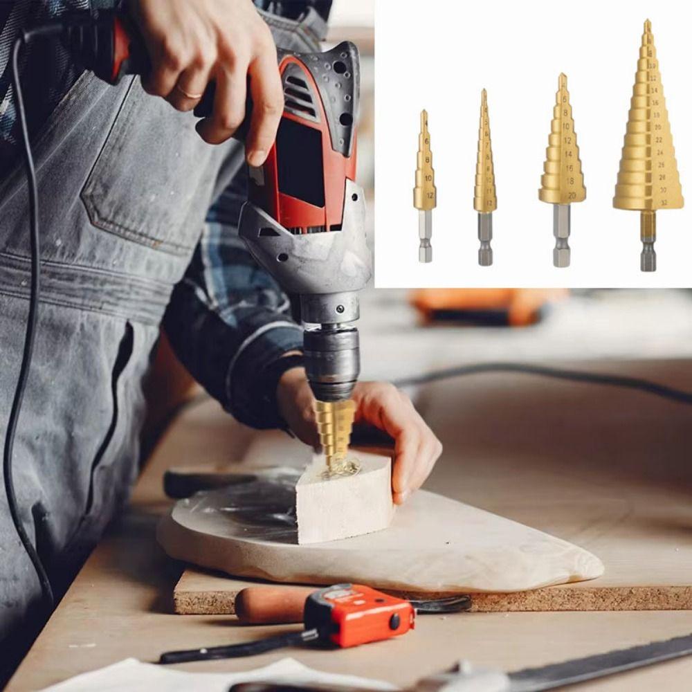 3Pcs Heavy Duty Step Drill Bit Set High Speed Step Drill Bit Hole Cutter  Plastic Drilling