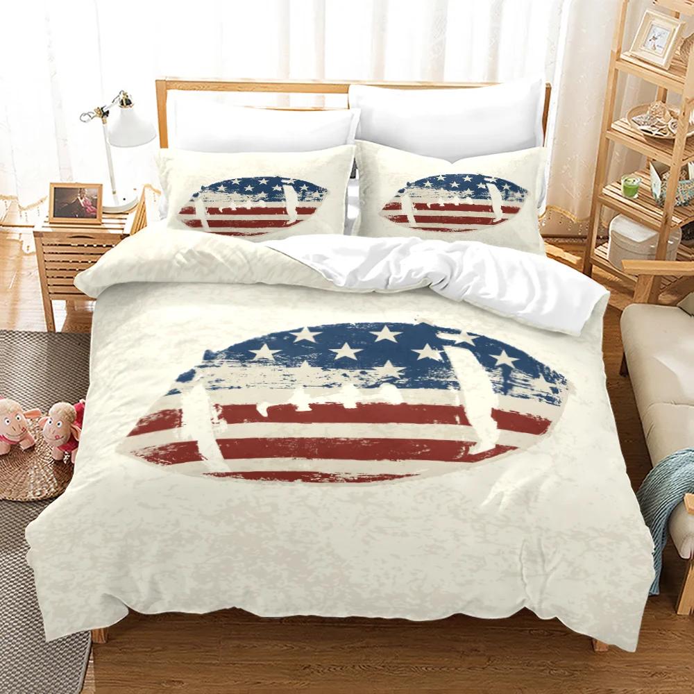 

Rugby Duvet Cover Set With Pillowcase Ball Sport Comforter Bedding Set Quilt Cover American Football Queen King Size For Boys 135x200cm