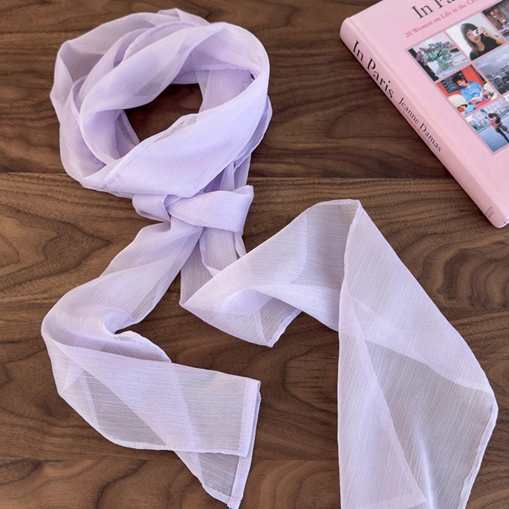 Adjustable Long Silk Scarf Thin Ribbon Neckerchief French Chiffon Silk Scarf  Dress Decoration