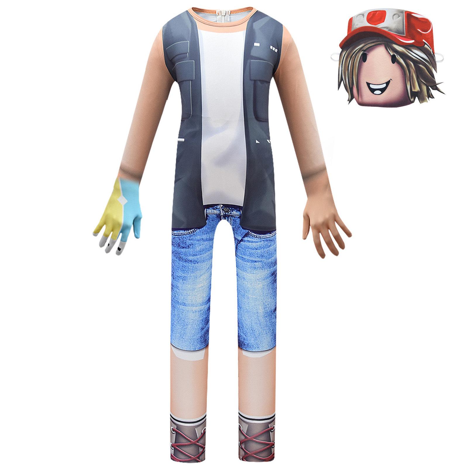 Kids Game Pocket Devs Long Sleeves Jumpsuit Mask Set Children Boys Cosplay Costume Christmas Halloween Outfit 110cm бежевый