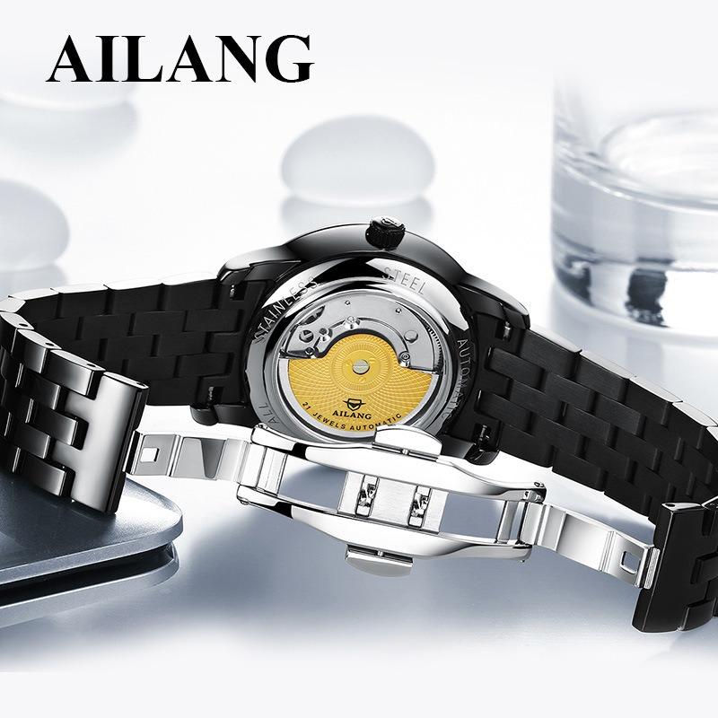AILANG Men's Mechanical Watch Fully Automatic Ultra -thin Fashion Trend Men's Watch Bilateral Calendar Night Light Waterproof