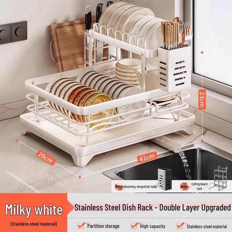 Nordic Double Layer Stainless Steel Dish Rack