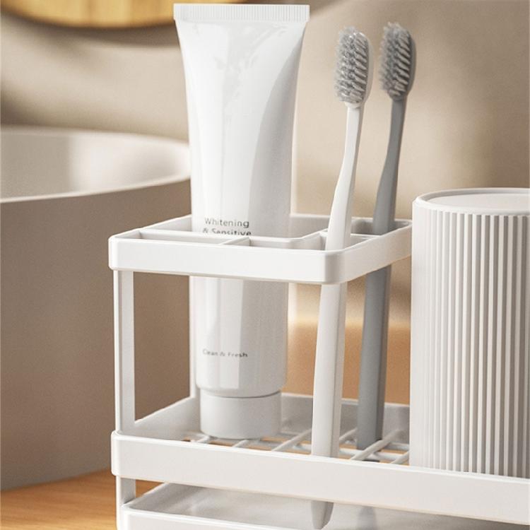 MultiSlot Toothbrush Holder for Bathroom, Countertop Organizers with Easy Drain Tray for Household Hairbrush Gadgets