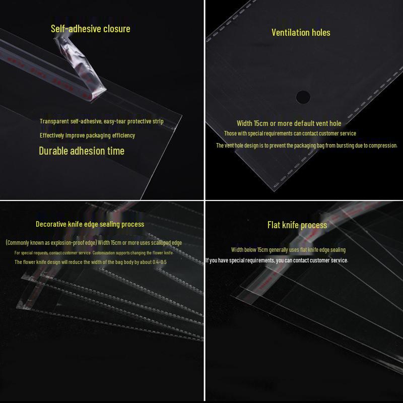 In-stock transparent OPP self-adhesive flat bags for clothing packaging