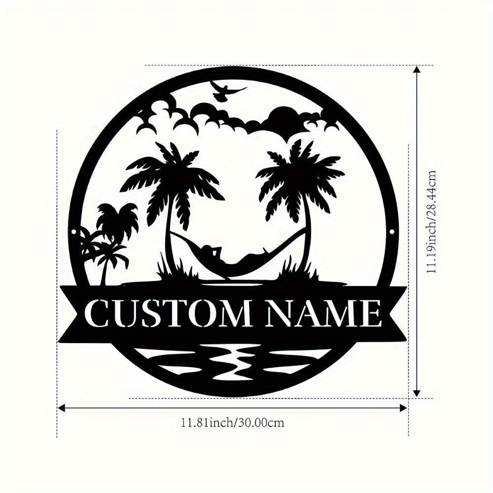 

Unique Bespoke Metal Wall Art Custom Family Monogram Vintage Coastal Hammock Motif Ideal Gift Home Decor