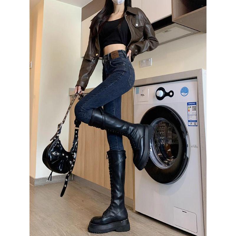 Women's High Waist Retro Skinny Jeans - Autumn 2025 Bodycon Pencil Pants