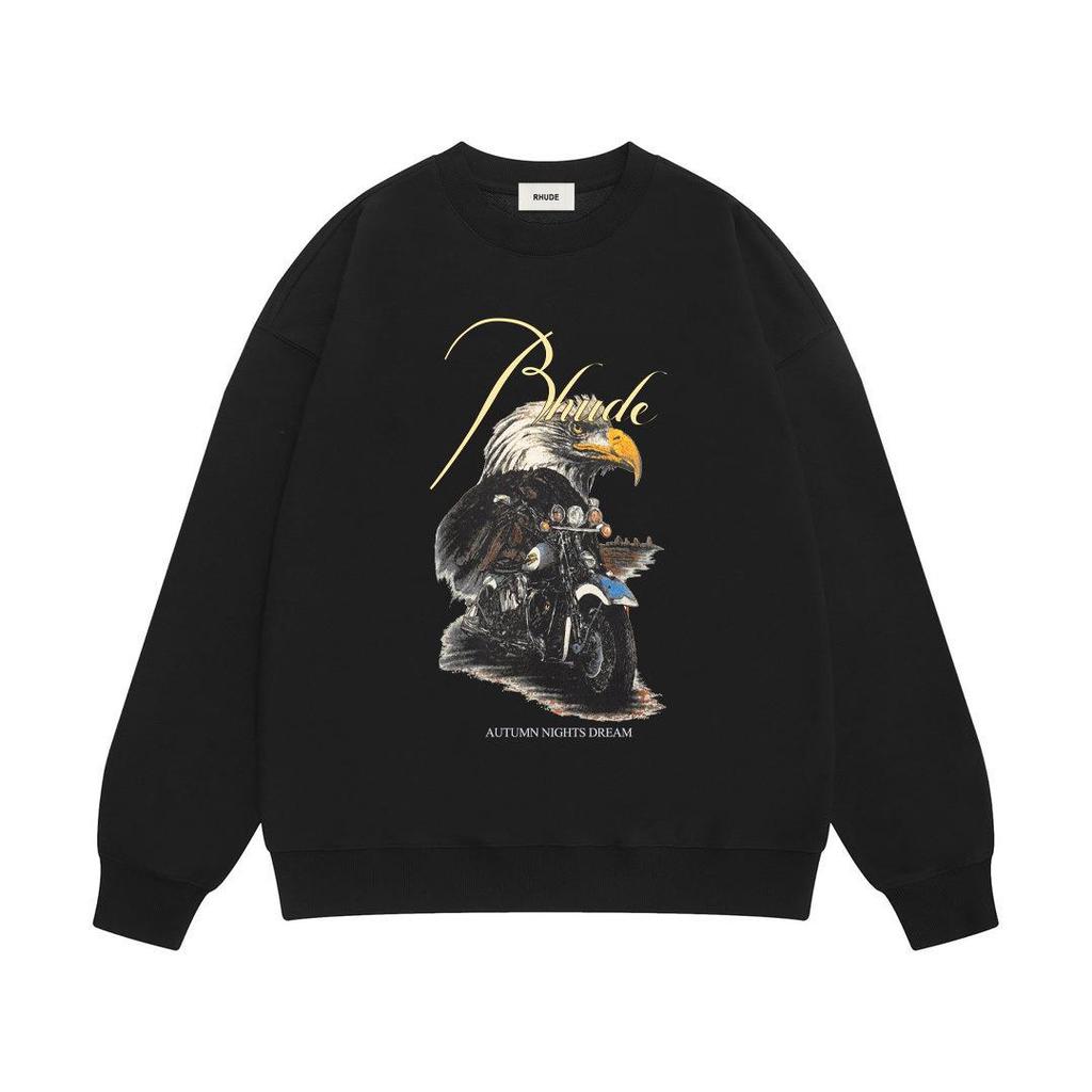 RHUDE Herren Lockerer Baumwoll-Hoodie mit Buchstabenprint - Europäischer & Amerikanischer Trend
