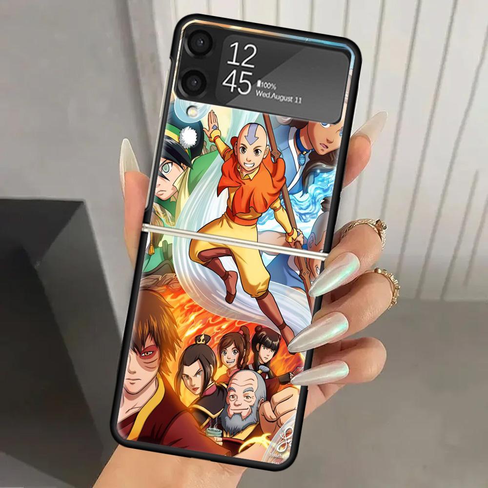 Anime Avatar The Last Airbender Hard PC Phone Case For Samsung Galaxy Z Flip 6 5 4 3 Black Cover ZFlip6 Flip5 Flip4 5G Foldable