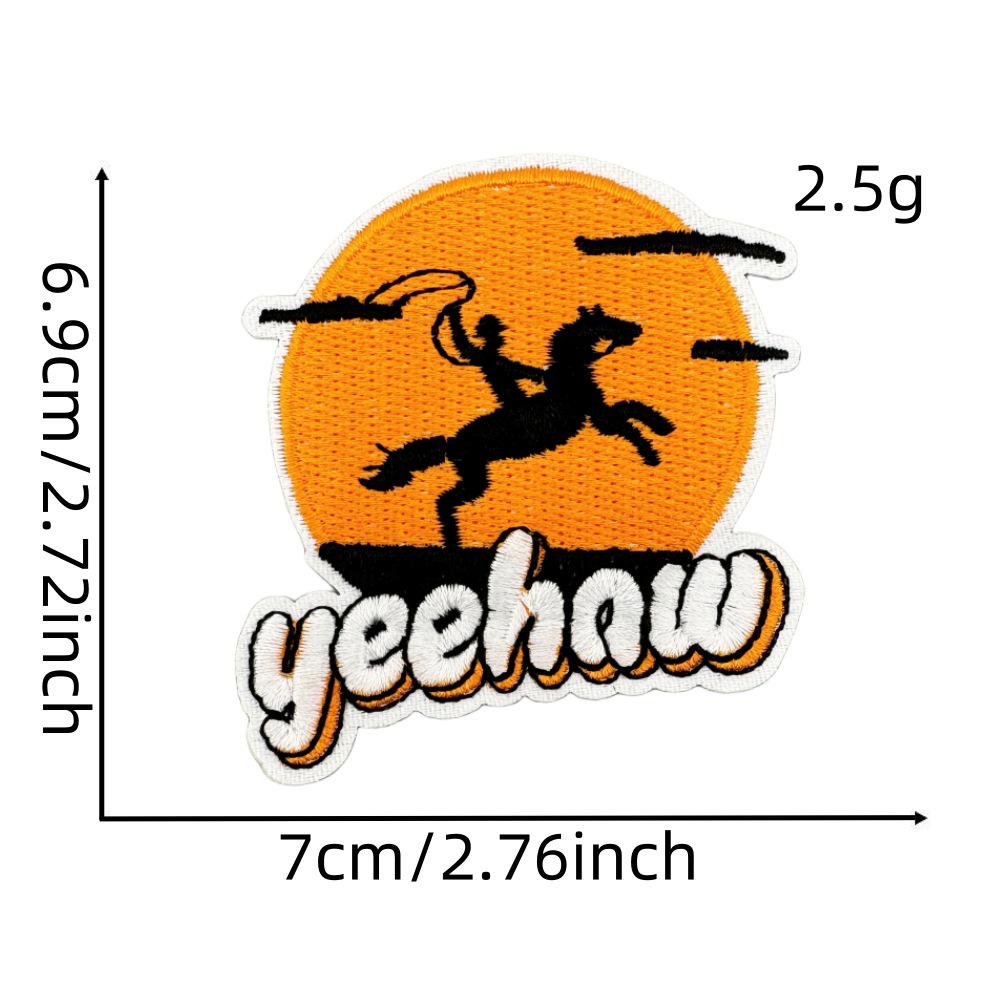 Western Cartoon Boy Denim Iron-On Embroidery Patches for Jackets and Clothing Decor