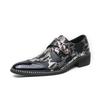 Cross-Border Plus Size Snake Print Leather Monk Strap Men's Shiny Pointed Toe Wedding Party Shoes