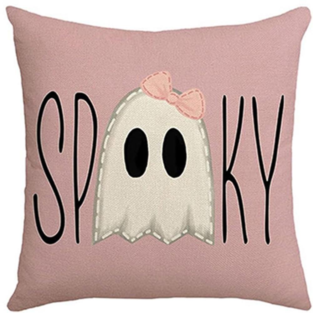 Adorable Pink Halloween Pillowcases: Ghosts, Pumpkins, And Spooky Vibes! Sofa Cushion Cover, Holiday Party Decoration, Gift