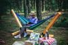 Durable double hammock large xxl boho swing 2 in 1 cotton 290 cm DOUBLE HAMMOCK BLUE