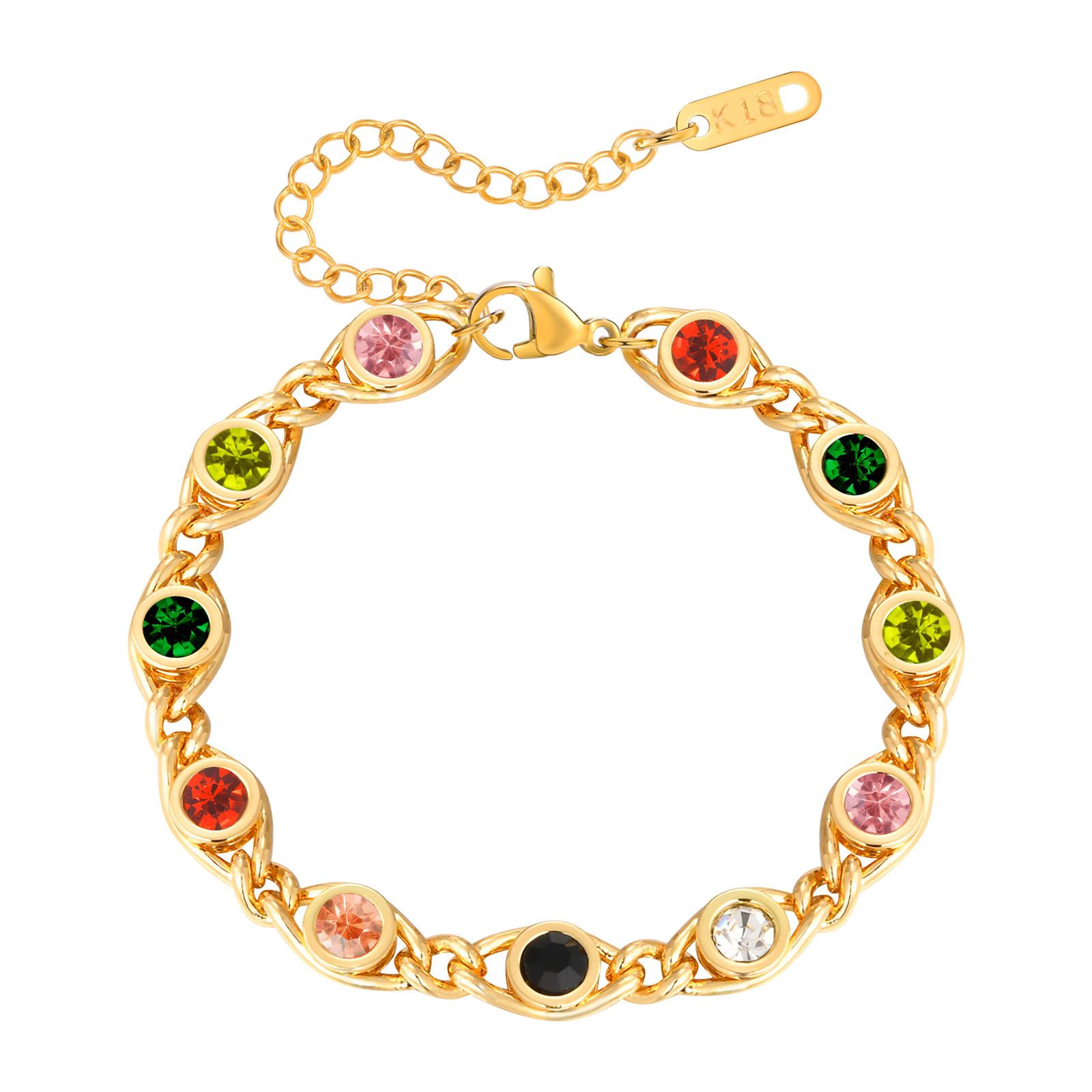 

Vnox Красочные браслеты с драгоценными камнями для женщин, изящные браслеты-цепочки из нержавеющей стали с натуральными камнями CZ, роскошные ювелирные изделия, подарок маме