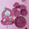 Silicone Baby Tableware Set: Non-slip Bowl, Bib, Plate, Fork & Spoon - Food Grade Material