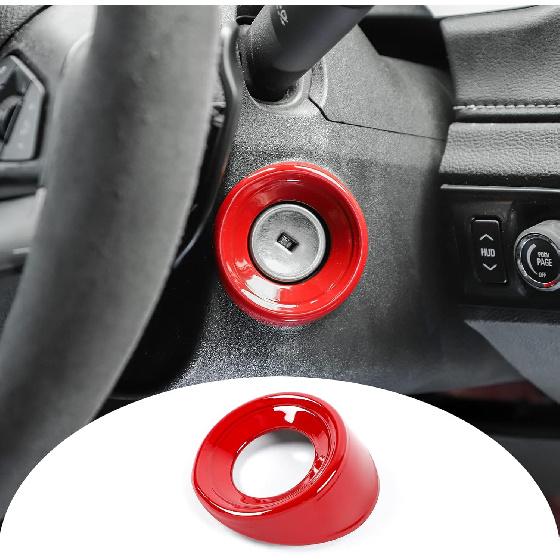 Декоративное кольцо кнопки запуска двигателя, накладка на отверстие ключа зажигания, аксессуары для Chevrolet Camaro 2010-2015 (Зерно углеродного волокна) красный