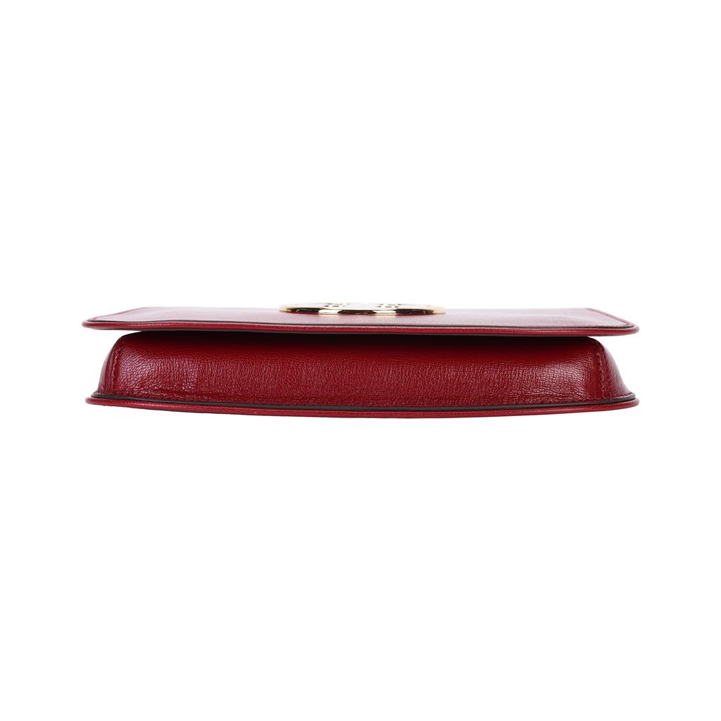 Tory Burch Reva Double T Logo Flap Removable Metal Shoulder Strap Leather Crossbody Clutch Women Bags Burgundy 152250-600