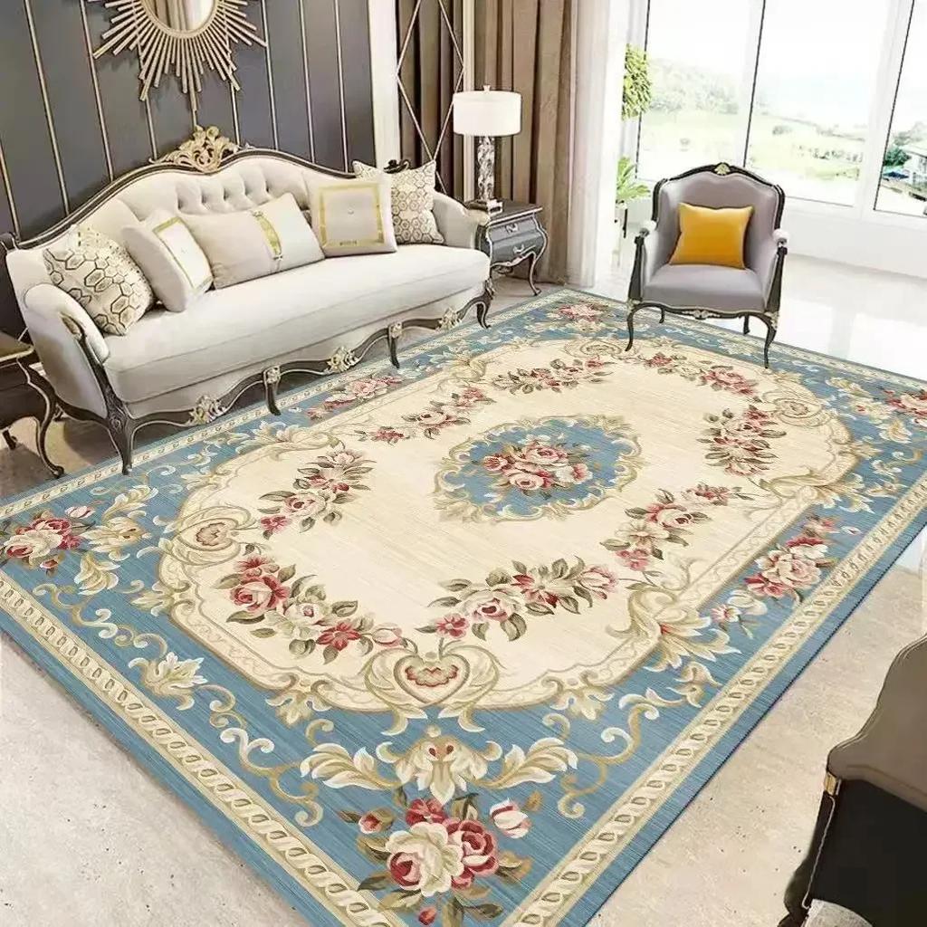 European Style Home Decoration Rugs Living Room Retro Flower Carpet Hall Sofa Large Area Rug Non-slip Room Doorway Soft Foot Mat