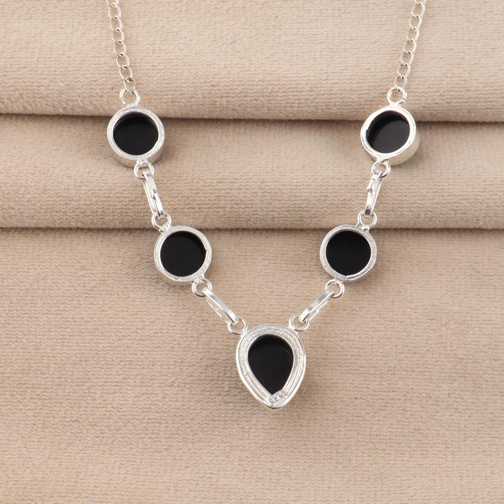 Piatră prețioasă Turmalină Neagră Bijuterii Argint Sterling 925 Colier Designer Handmade 16-18" RN-3-24