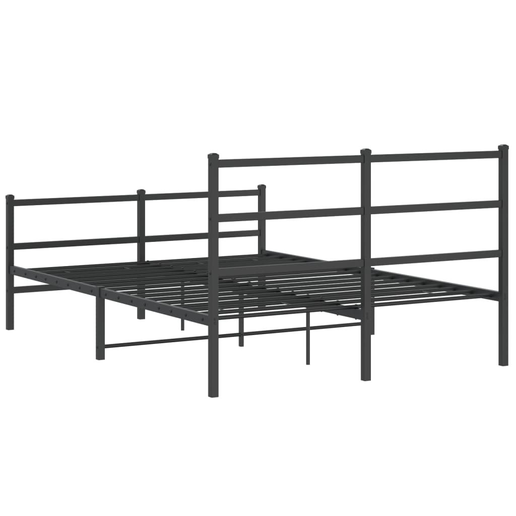 Vidaxl Metalowa Rama Łóżka Z Wezgłowiem I Zanóżkiem, Czarna, 135X190Cm