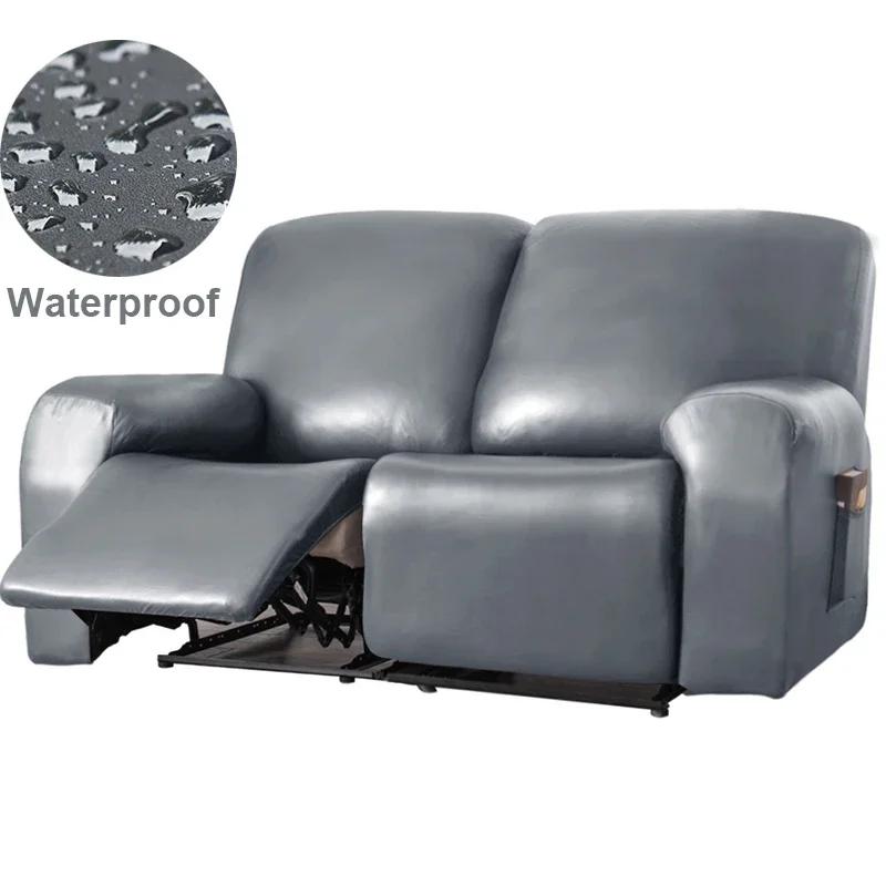 Pu Leather Recliner Sofa Cover 1/2 Seat Waterproof Recliner Armchair Cover Elastic Single Sofa Covers For Living Room Home Decor
