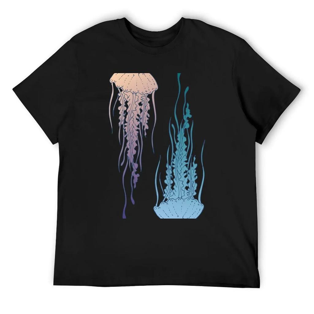 Jellyfish, Hand Draw T-Shirt Summer Clothes Basketball Graphic Tees Mens Designer T Shirt