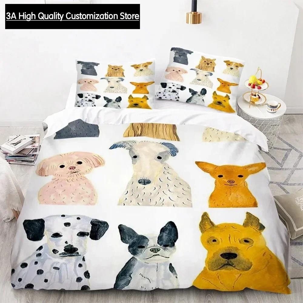 

3D Print Cute Cartoon Dogs Animal Duvet Cover Bedding Set Comforter Pillowcases Quilt Cover Home Decor Single Double Twin Queen EU Single(135*200cm)3pcs