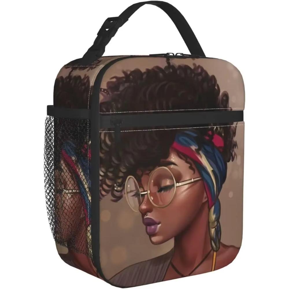 Sac à déjeuner Afro-Américaine Afro Femme Portable Isolé Boîte à Lunch Femmes Réutilisable Thermique Sacs Bento pour Voyage Pique-Nique Travail
