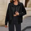 Ladies Fashion Casual Solid Color Outdoor Leather Jacket Short Coat