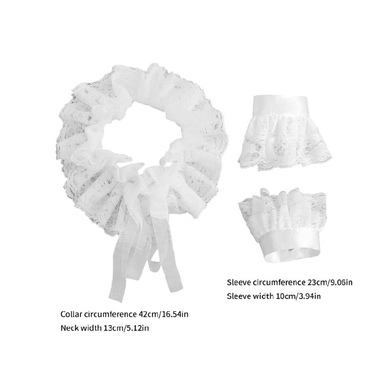 Delicate Double Layer Lace Detachable Collar And Removable False Sleeve Set For Blouses Dresses Adjustable Tie Design