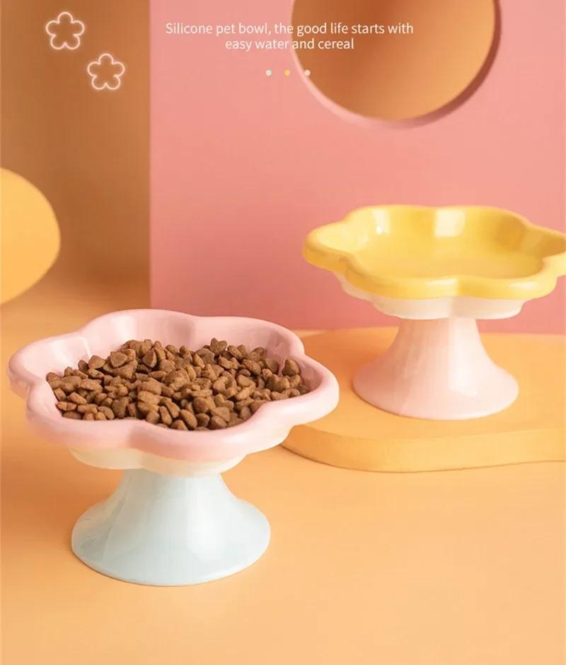 Tigelas de cerâmica para gatos Tigela extra larga para comida de gato Prato para alimentação de animais de estimação Ótima altura para proteger a coluna Tigela para cães Produtos para animais de estimação fáceis de limpar