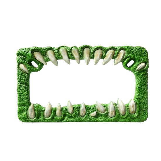 

Motorcycle License Plate Frame Sharp-Toothed Fangs Design License Plate Protector Personalized Motorcycle Accessories зелений