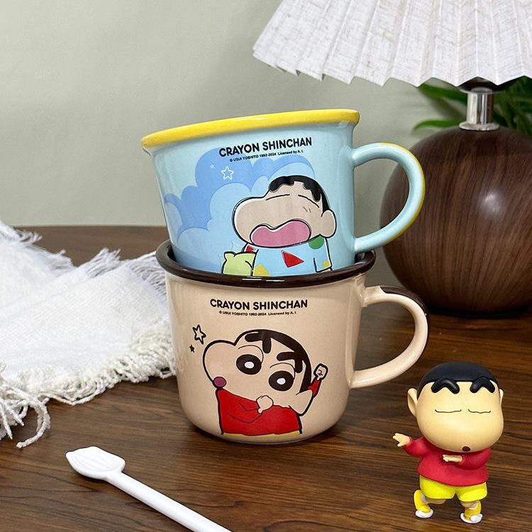 Cute Ceramic Mug Children's Scale Crayon Shin Shiba Drinking Water Cup Couple Style Breakfast Cup Birthday Gift