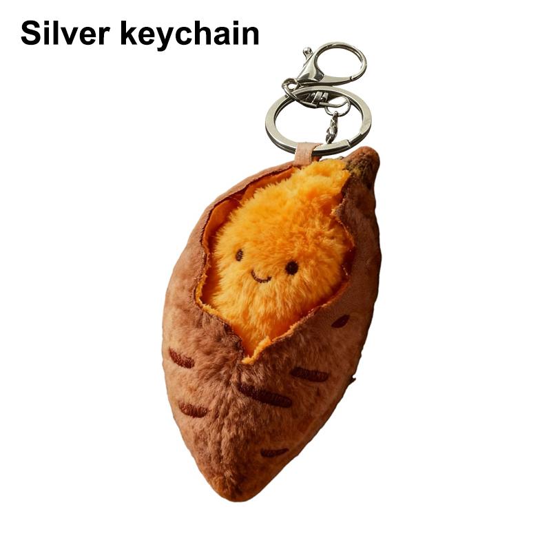 Fun Cute Cartoon Roasted Sweet Potato Plush Toy Keychain Bag Pendants Hanging Girl'S Decoration Winter Children'S New Year Gift