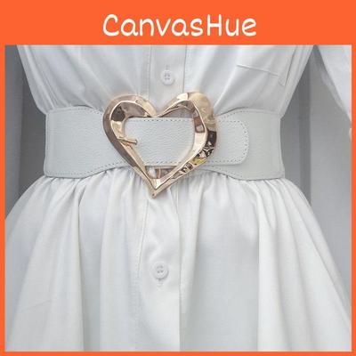 Stylish Women's Wide Waist Belt With Heart Buckle For Elegant Dress And Shirt Outfits