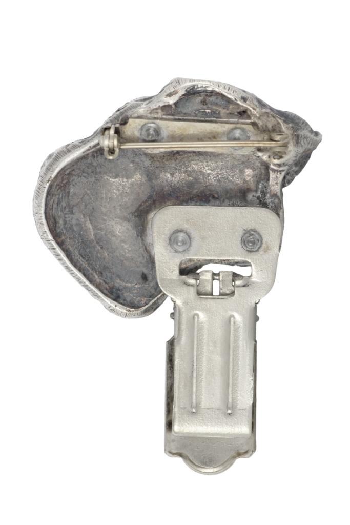 Schnauzer I – Brooch with a clip, holder for a start number – Design 01 | Art-Dog