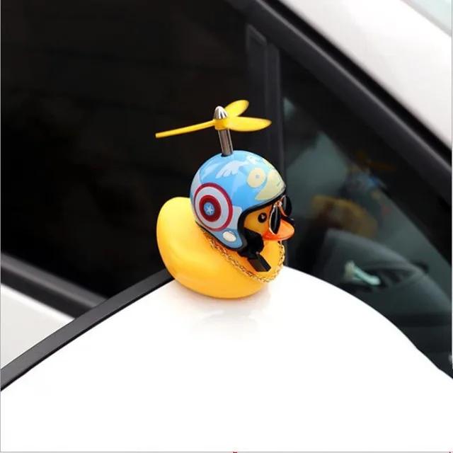 New Car Cute Wind-breaking Duck Interior Broken Wind Small Yellow Duck with Helmet  Airscrew Cycling Decoration Ornament Decor