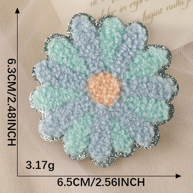 Chenille Heart & Flower Embroidery Patch with Adhesive Backing
