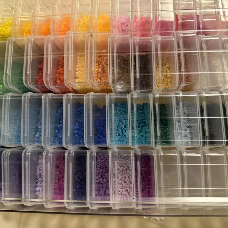 Large Capacity Fuse Beads Organizer 60 Small Boxes Clip Closure Bean Storage Box Multi-Functional 221 Color Labels